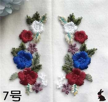 

blue red sewing Flower lace embroidered patch applique for performance sewing on fashion clothes decoration patches accessories