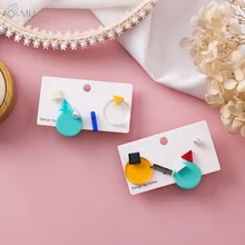AOMU набор, новинка, Корея, простые, милые, акриловые, геометрические, треугольные, круглые, квадратные серьги-гвоздики, костюм для женщин, девушек, вечерние, подарок, ювелирное изделие