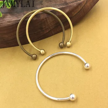 

5 PCS 60mm Antique Bronze Silver Color Plated Vintage Metal Copper Bangle Open Ball , Silver Bangle For Women
