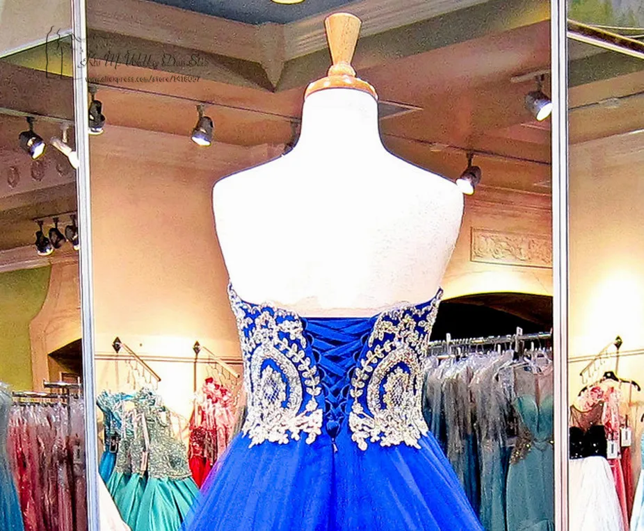 Quinceanera Gowns Prom Dresses Graduation Dress Vintage Royal Blue Plus Size Corset Back Gold Lace Sweet 16 Dresses Cheap
