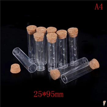 

10pcs 25x95mm Portable Transparent Plastic Perfume Small Mini Empty Bottle with wooden cover