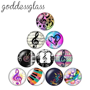 

New Music notes Beauty 10pcs 12mm/18mm/20mm/25mm Round photo glass cabochon demo flat back Making findings ZB0680