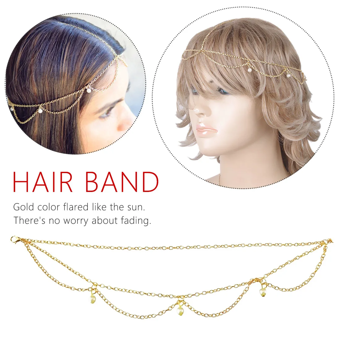 

Bohemian Gold Head Chain Hair Jewelry Rhinestone Charm Forehead Wedding Hair Accesories Boho Headband Headpieces Indian Jewelry