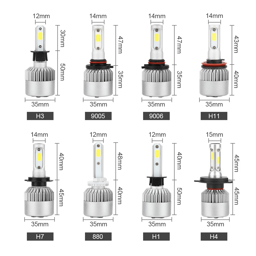 ANBLUB 880 H1 H3 H7 H11 9005/HB3 9006/HB4 H4 светодиодный автомобильные лампы для передних фар 72 Вт 6000K S2 COB светодиодный фара автомобиля Kit 12V 24V 8000LM