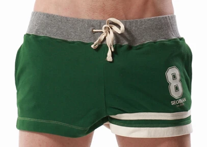 Мужская Мода спортивные шорты мужские спортивные Шорты хлопок летние шорты удобные спортивные стволы для человека фитнес боксеров - Цвет: Зеленый