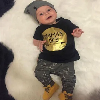 

Retai 2019 baby boy clothes set cotton Fashion letters printed T-shirt+pants 2pcs Infant clothes newborn baby clothing set