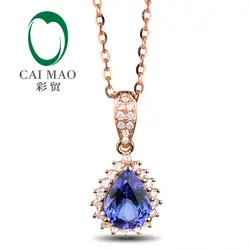 Бесплатная доставка CaiMao 1,12 ct натуральный Танзанит 14KT/585 розовое золото 0,24 ct Diamond обручение кулон ювелирные изделия драгоценный камень