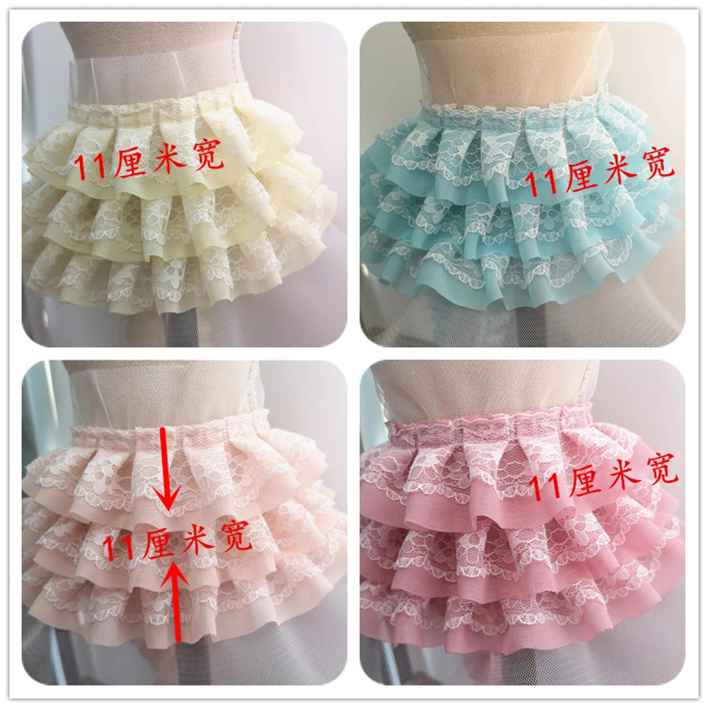 

5meters/Lot 11cm wide Ruffled Chiffon Tape Ribbon Pleated Chiffon Lace Trim Patchwork Material DIY Sewing Accessories Decoration