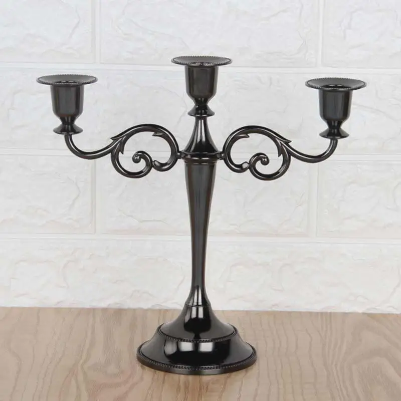 Black-3 Holders Серебро/золото/бронза/черный 3/5 подсвечники Рождественский Декор канделябры Свадебные украшения Стенд настольный домашний декор канделябры - Цвет: Black-3 Holders