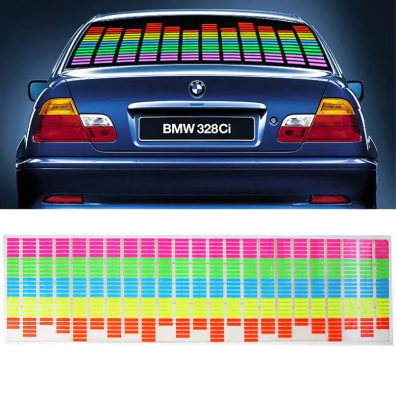 90cm x 25cm Car Stickers Automotive LED Music Rhythm Lights Stickers on