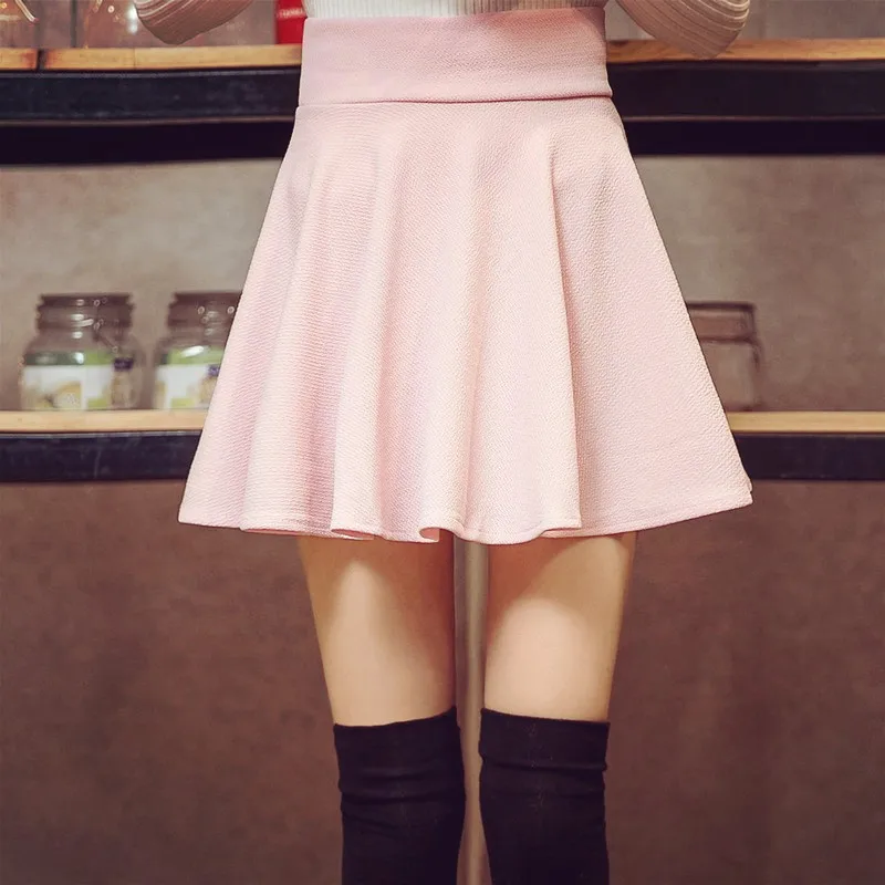 Новинка размера плюс, летняя Женская эластичная мини-юбка с высокой талией, Сексуальная плиссированная юбка для школьниц, Saia Feminina - Цвет: pink