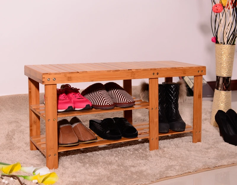 Shoe Cabinet 90cm Strip Pattern Tiers Bamboo Stool Shoe Rack with Boots Compartment Wood Color Stool Bench Dropshipping цена Shoe Cabinet 90cm Strip Pattern Tiers Bamboo Stool Shoe Rack with Boots Compartment Wood Color Stool Bench Dropshipping цены онлайн