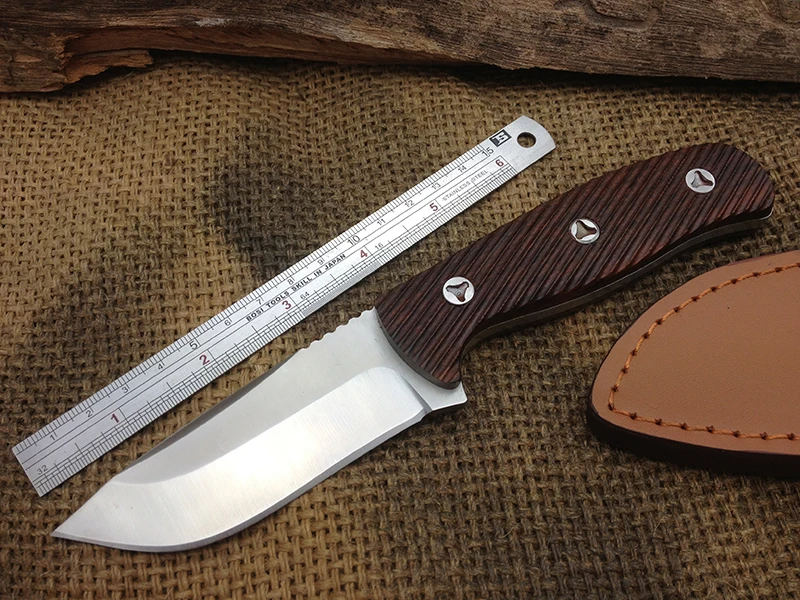 

NEW! EDC Hunting Fixed Knives,Full Tang 5Cr15Mov Blade Wood Handle Camping Knife,Survival Knife.