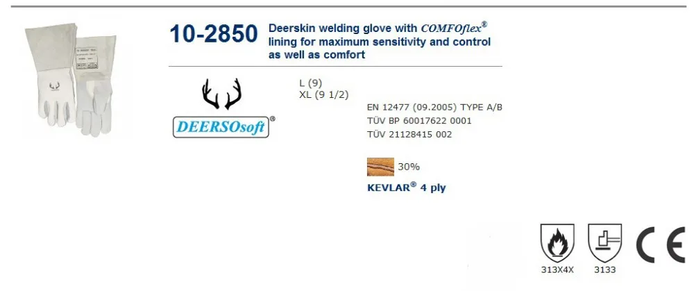 Зерно олень кожа TIG Сварочные рабочие перчатки