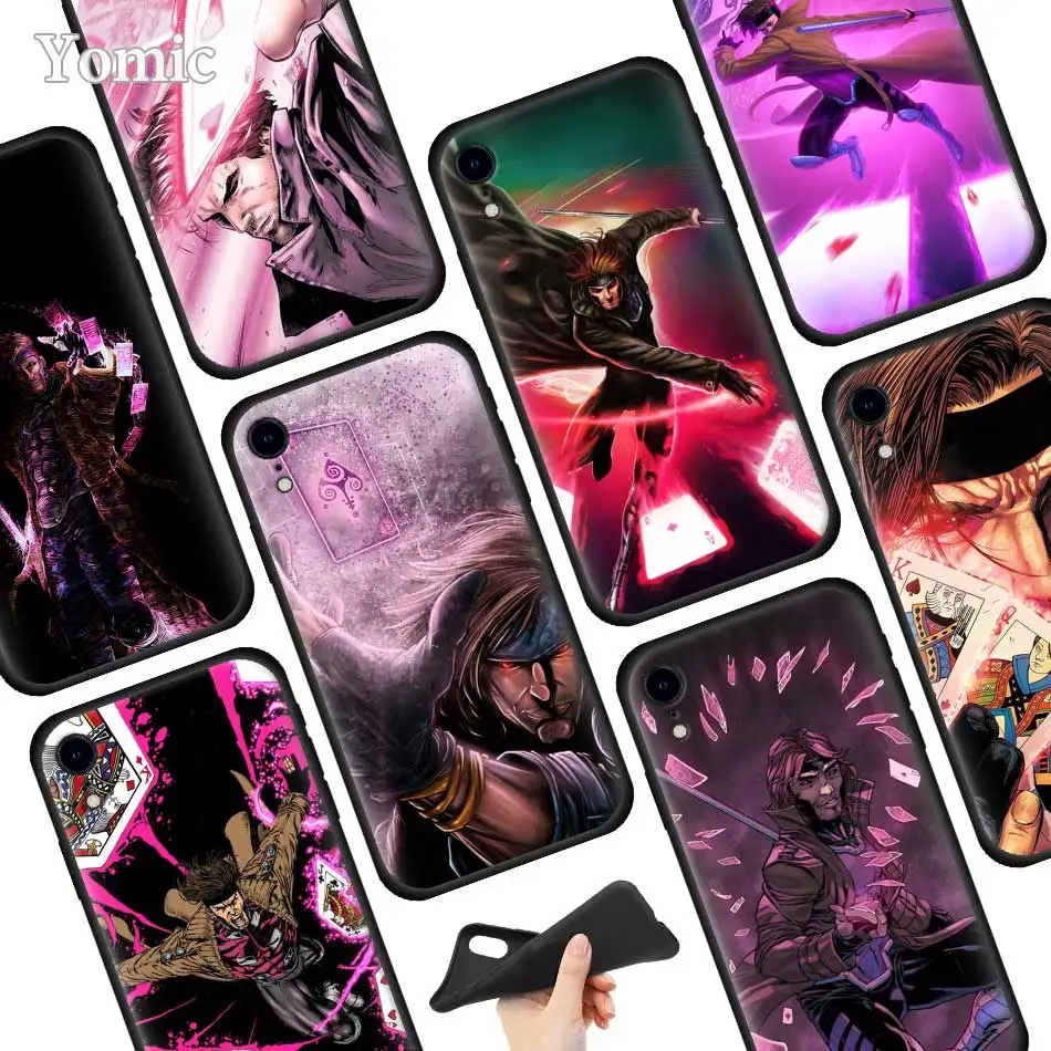 

Marvel Comics Gambit Black Soft Case for Apple iPhone XR 7 8 6 6S Plus X XS MAX 5 5E 5S Silicone Phone Case Cover