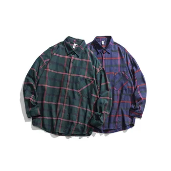 

2019 Spring And Summer New Chinese Style Men's Comfortable High Quality Sports Lattice Sven Cotton Loose Casual Shirt
