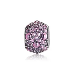 Подходит Pandora талисманы браслеты 925 пробы серебряные ювелирные изделия мерцающие капли бусины с розовым фианитом Бесплатная доставка