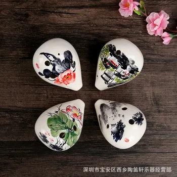 

wholesale ethnic Musical Instruments two-string fiddle wholesale 6 Kong Tao flute alto F TaoDiXun Multicolor figure