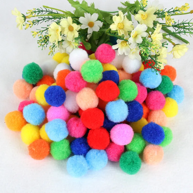 100 Pcs/pack Felt Fabric Felt Balls Hairball Pompom Patterns Handmade DIY Crafts for Kids Decoration for Clothing Accessories