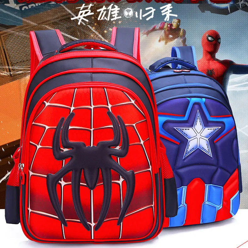 

The Avengers Marvel Spiderman backpack avenger theme child boy schoolbag decoration cartoon figure