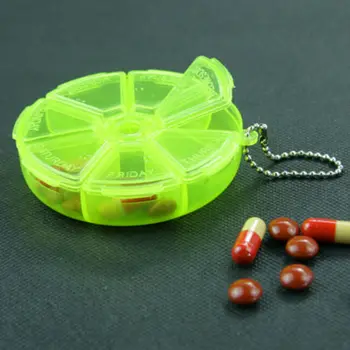 

7 Days Weekly Pill Box Dispenser Round Tablet Pill Holder Dispenser Solitters Box For Travelling Organizer Container