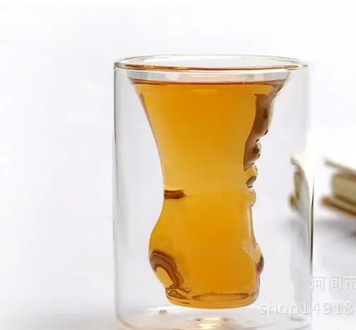 Taqua мышцы человек творческий двойной прозрачный стеклянный Кубок пива красный винный бар чашка фруктового сока чашки виски