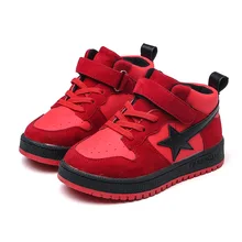 Сезон весна-осень; модная черная повседневная спортивная обувь с пятиконечной звездой; Красная Спортивная обувь для мальчиков; бархатная теплая детская обувь