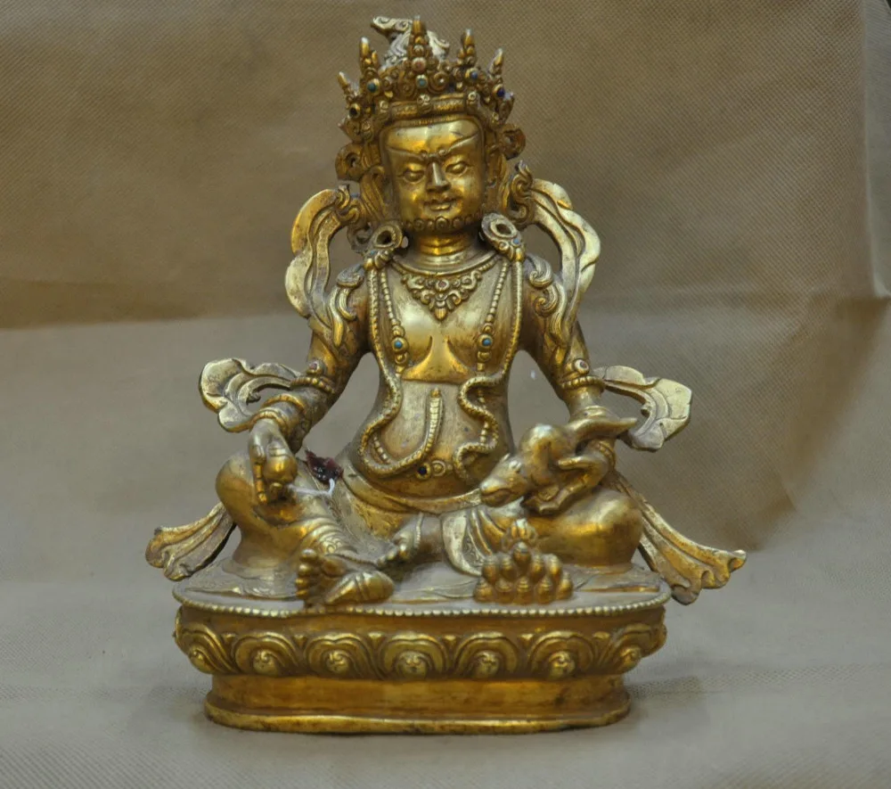 

003551 Nepal Tibet Tantra Gilt Yellow Jambhala Buddha Bronze Statue