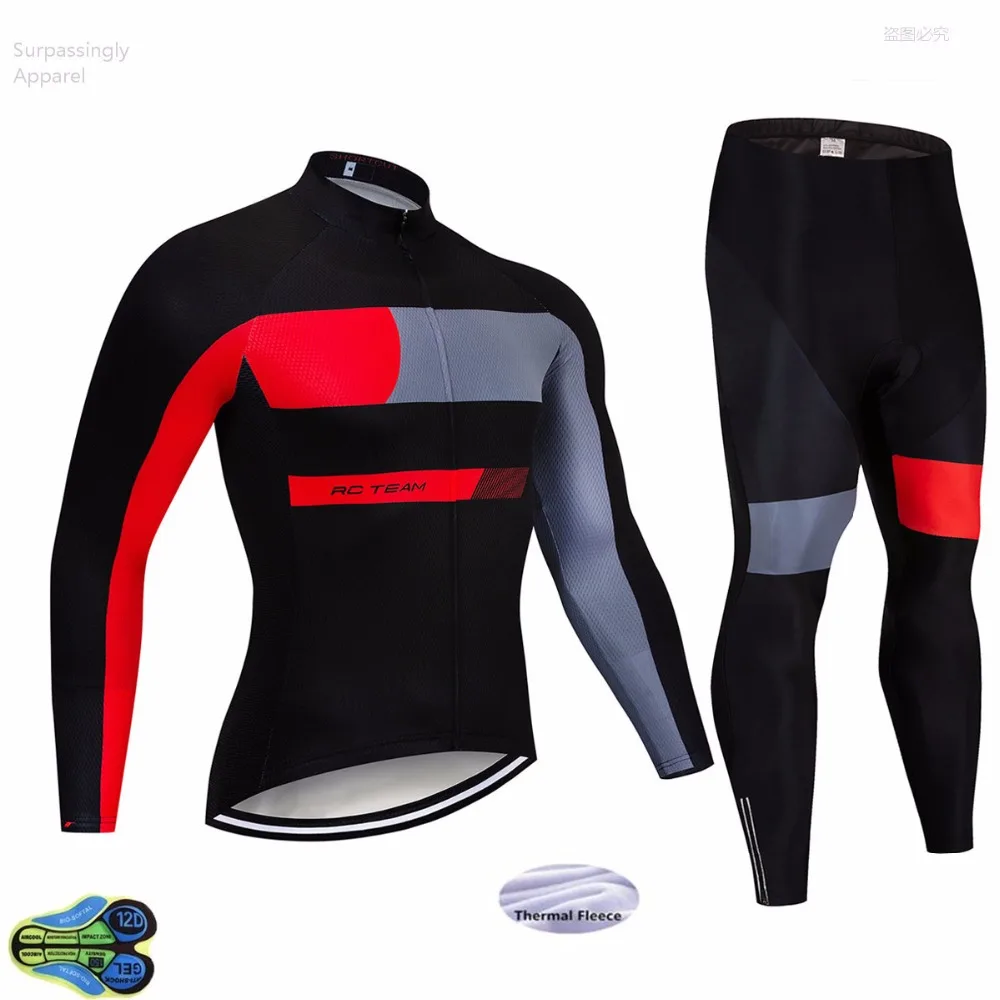

Racing Cycling Jersey Set Winter Thermal Fleece Cycling Clothing Windproof Riding Bicycle Reflective Jacket Sportswear Pants 12d