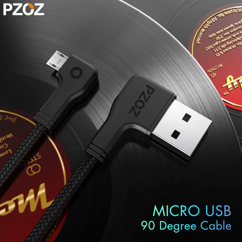 PZOZ micro usb кабель 90 градусов usb быстрое зарядное устройство нейлоновый шнур microusb зарядный кабель для синхронизации данных для samsung xiaomi redmi note 5 pro