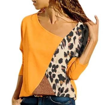 

Leopard Print Patchwork Women's Blouses Casual Loose Long Sleeve Female Shirt Spring Autumn Fashion Plus Size Lady Blouse Tops