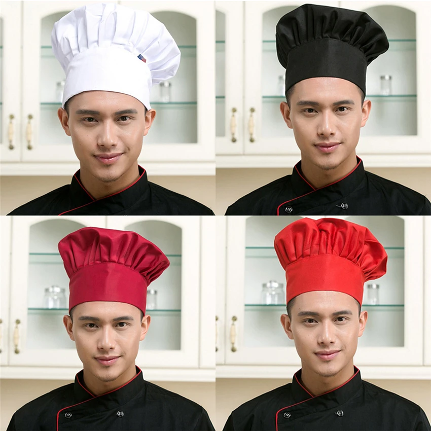 8Color Chef Hat for Men Kitchen Hotel Supplies Working Pleated Mushroom