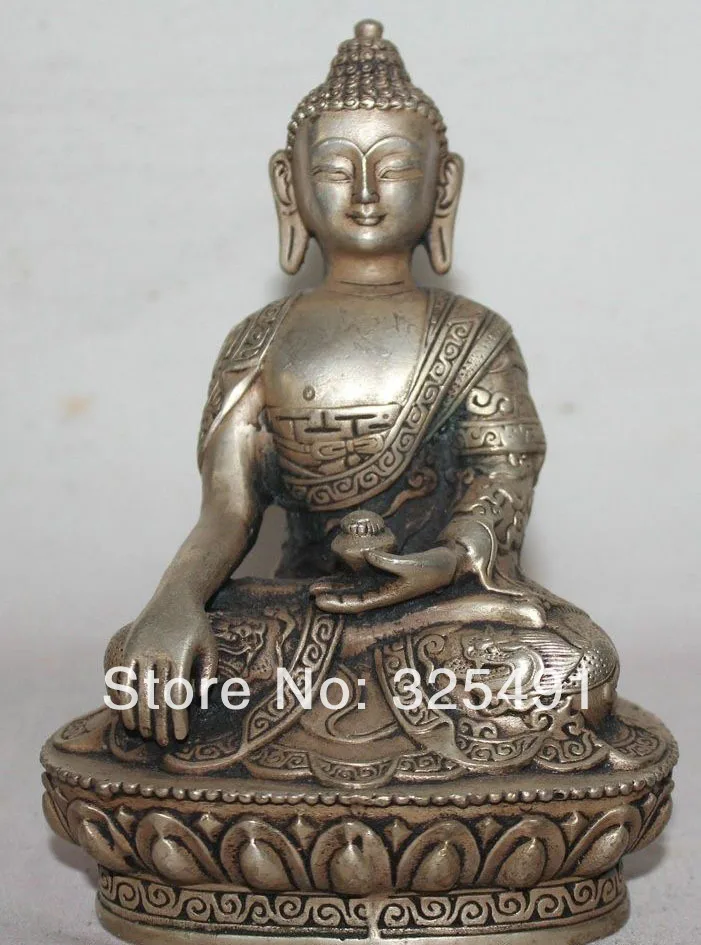 

Tibet Tibetan Buddhism Silver Sakyamuni Shakyamuni Amitabha Buddha Bowls Statue free shipping