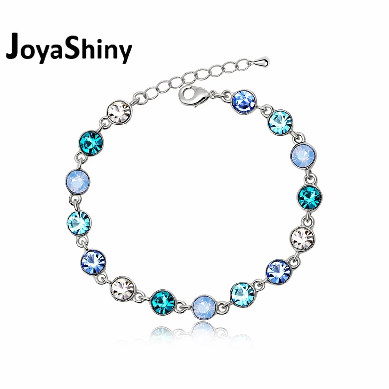 Joyashiny Мода серебряный браслет шарма и браслет с украшением в виде кристаллов от Swarovski для Для женщин бусы, браслеты, свадебные украшения