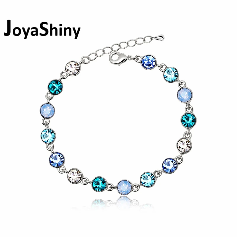 

Joyashiny Trendy Silver Charm Bracelet & Bangle Crystal From Swarovski for Women Beads Bracelets Wedding Jewelry