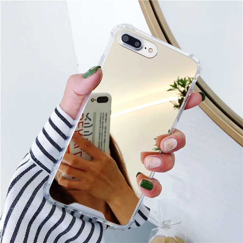 Mirror Phone Cases for iPhone 7 8 Plus TPU Back Protect Case for iPhone X 6 6 S 8 Plus Cover Reflect Girly Cute Case Capa Coque (2)