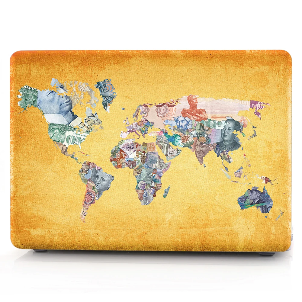 

World Banknotes Map Laptop Body Shell Protective Rubberized Hard Case For MacBook Air 11 13 / Pro 13 15 / Pro Retina 12 13 15