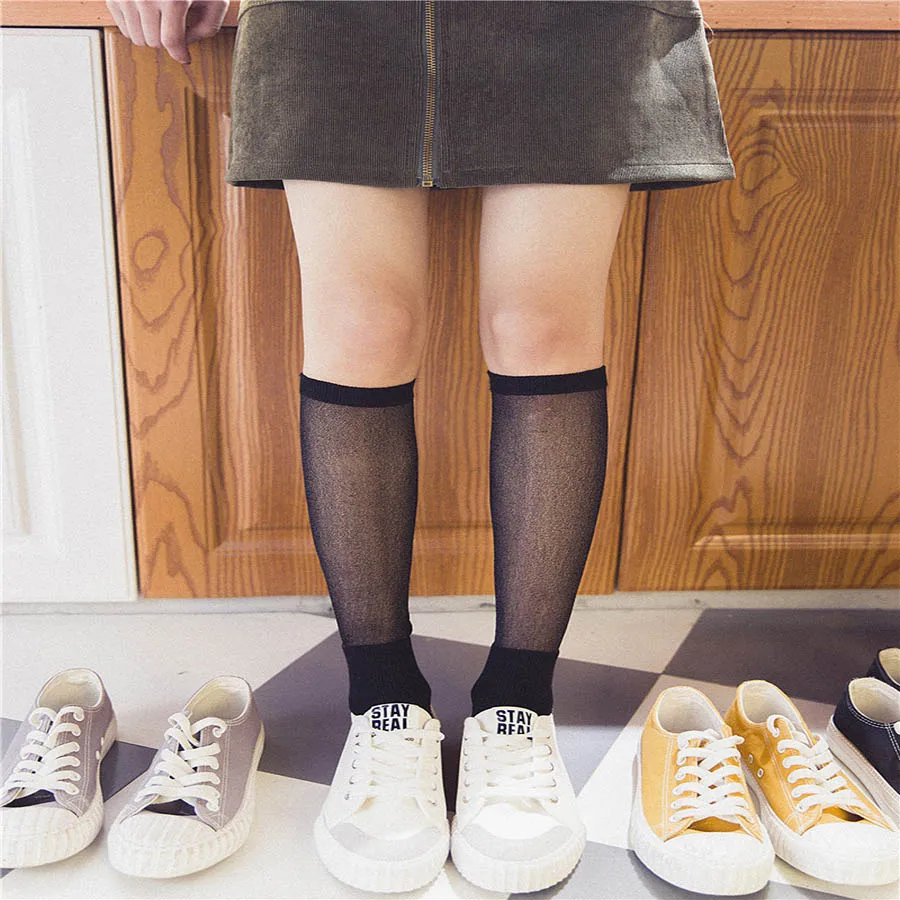 [COSPLACOOL]New Spring and summer Solid color Sexy lady Leg heap socks Breathable Small mesh women socks fishnet meias