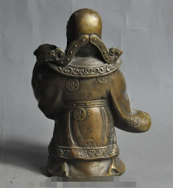 

S0411 marked chinese buddhism bronze Wealth lucky yuanbao Jambhala Mammon god statue