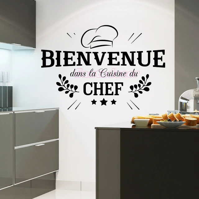 Français Cuisine Du Chef Vinyle Sticker Mural Cuisine Art Stickers, Papier  Peint Restaurant Décor À La