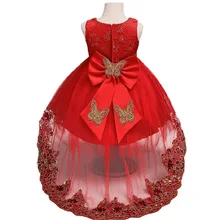 Keaiyouhuo/свадебное платье с цветочным узором для девочек детские кружевные Красные праздничные платья принцессы с цветочным рисунком для девочек, летняя одежда для детей 10, 12 лет