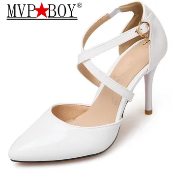 

MVP BOY 2018 new style women pumps simple buckle summer shoes elegant pointed toe party wedding shoes sexy high heels shoes