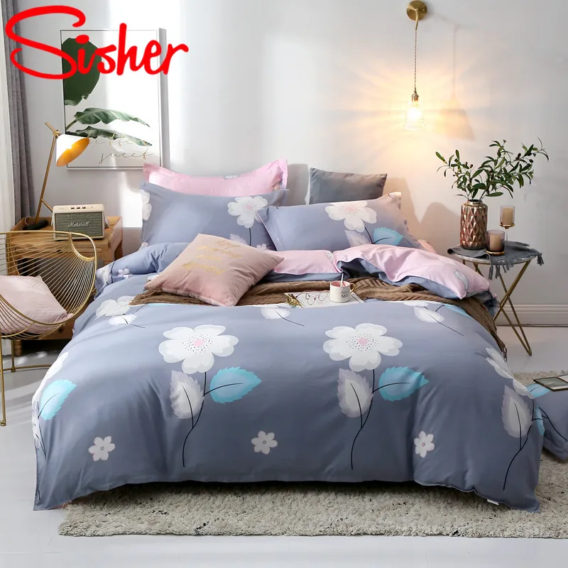 Sisher, скандинавском стиле, цветочный принт, Стёганое одеяло, пододеяльник, для взрослых, комплекты постельного белья, с наволочкой, один, двойной, королева, король