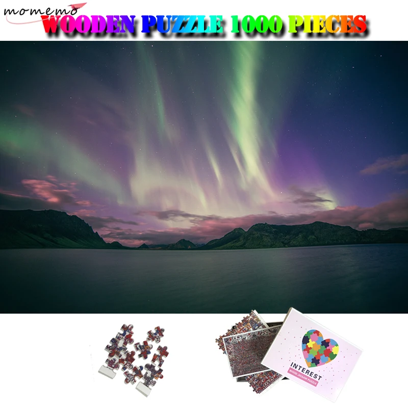 MOMEMO Aurora 1000 штук деревянный красивый, природный Пейзаж головоломка для взрослых индивидуальные головоломки декомпрессионная головоломка