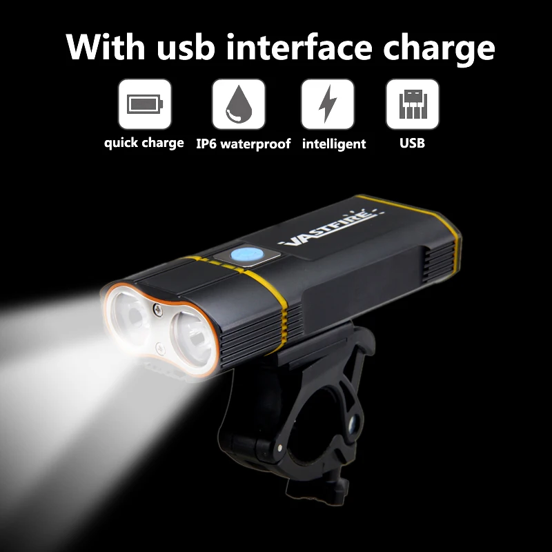 Discount USB Rechargeable 2X L2 LED Bike Lights 6000 LM Front Bicycle Handlebar Headlight Cycling Torch Camping Flashlight 1