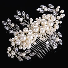 Роскошные свадебные аксессуары для волос для свадьбы расческа для волос Серебристые Стразы Свадебный гребень для волос головной убор жемчужные украшения для волос