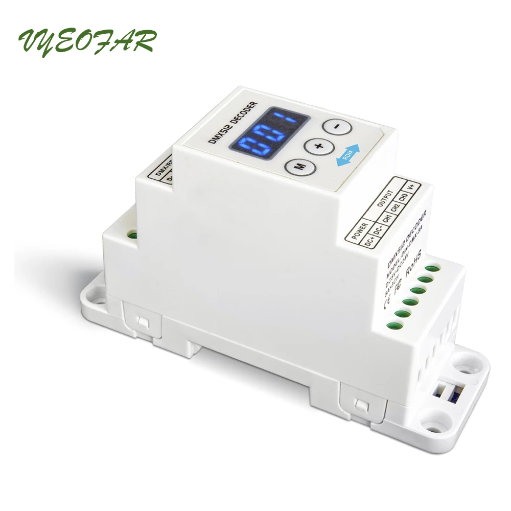 New LTECH DIN-DMX-5A DIN Rail DMX Decoder 3CH DMX-PWM Decoder;DC5-24V input;5A*3CH Max 15A output DMX512 Controller