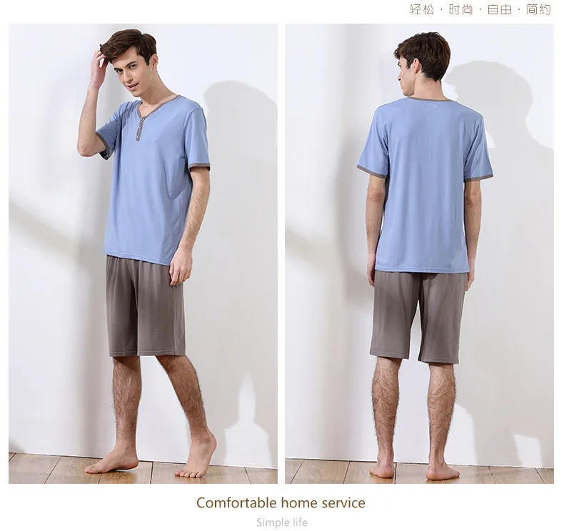 Pijamas dos homens do Verão de Manga