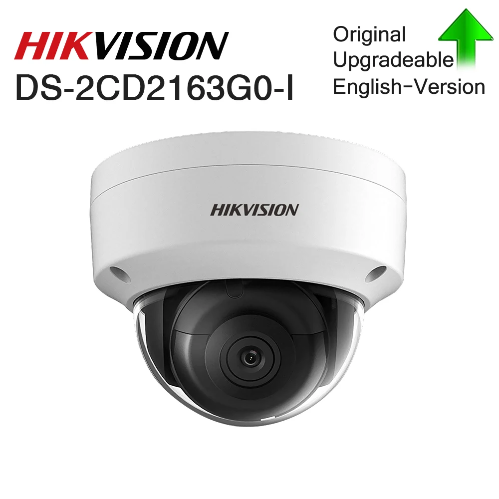 Hikvision, оригинальная купольная фиксированная камера видеонаблюдения 6 МП, DS-2CD2163G0-I, сетевая мини-камера H.265, IP67, для безопасности, для улицы, с аудио и POE