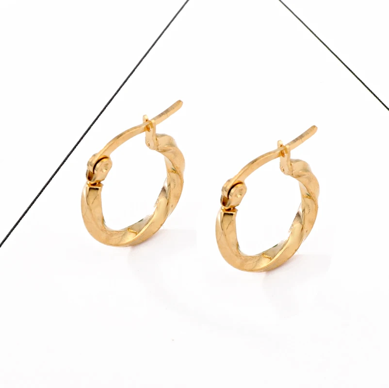 1 пара, простые, новые, очаровательные, изысканные, маленькие, вращающиеся в полоску серьги-кольца, золотые, серебряные, круглые серьги для женщин, ювелирное изделие E138 - Окраска металла: Gold